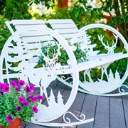 Кресло качалка металлическая с ДПК белая большая длина 124см 301-001W - фото 60422