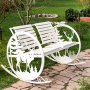 Кресло качалка металлическая с ДПК белая большая длина 124см 301-001W - фото 60423