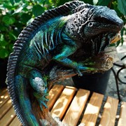 Фигура садовая Игуана голубая на ветке высота 55см F01274 - фото 60631