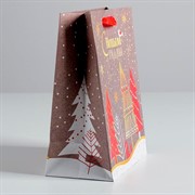 Пакет крафт Новогодние елки 18х23х10см - фото 60789