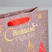 Пакет крафт Новогодние елки 18х23х10см - фото 60790