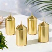 Свеча Столбик 7х3,8см золото - фото 60796