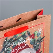 Пакет крафт вертикальный Новогодняя пора 26х30х9см - фото 60942