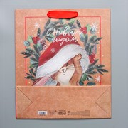 Пакет крафт вертикальный Новогодняя пора 26х30х9см - фото 60943