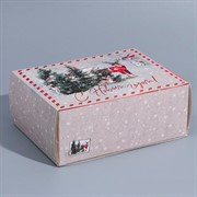 Коробка сборная Новогодняя акварель 20х15х8см - фото 60955