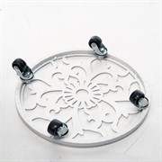 Подставка для цветов напольная ажурная белая на колёсиках 39см 402-002W - фото 60995