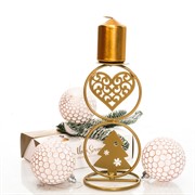 Подсвечник кованый на одну свечу золотой 607-068G - фото 61092