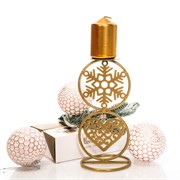 Подсвечник на одну свечу золотой металл 607-067G - фото 61096