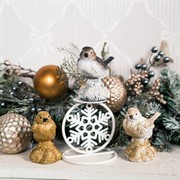 Подсвечник настольный на 1 свечу белый Снежинка металл 607-063W - фото 61099