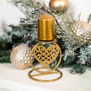 Подсвечник Сердце настольный на одну свечу золотой 607-065G - фото 61102