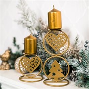 Подсвечник Сердце настольный на одну свечу золотой 607-065G - фото 61103