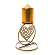 Подсвечник Сердце настольный на одну свечу золотой 607-065G - фото 61104