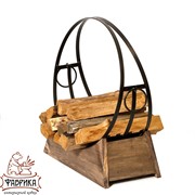 Дровница круглая металлическая на деревянной подставке 500-34 - фото 6110