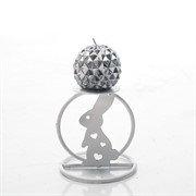 Подсвечник на одну свечу Заяц металлический белый 607-064W - фото 61111