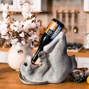 Держатель для бутылок Заяц лежит полистоун высота 35см U09191-Gray - фото 61114