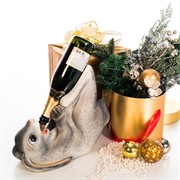 Держатель для бутылок Заяц лежит полистоун высота 35см U09191-Gray - фото 61116