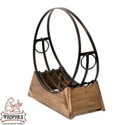 Дровница круглая металлическая на деревянной подставке 500-34 - фото 6111