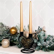 Подсвечник кованый Сердце на две свечи чёрный металл 607-022B - фото 61125