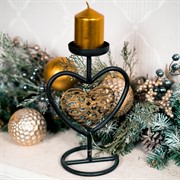 Подсвечник Сердце настольный на одну свечу металл 607-025 - фото 61129