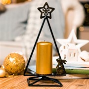 Подсвечник новогодний Ёлка металл чёрный 660-018B - фото 61132