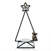 Подсвечник новогодний Ёлка металл чёрный 660-018B - фото 61135