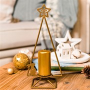 Подсвечник настольный Ёлочка с зайчиком золотая металл 660-019G - фото 61137