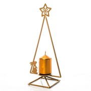 Подсвечник настольный Ёлочка с зайчиком золотая металл 660-019G - фото 61140