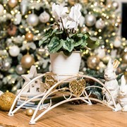 Подставка на подоконник на 1 цветок Сердце бело-золотая металл 140-981WG - фото 61149