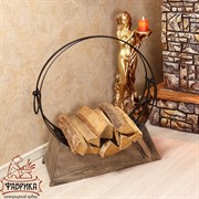 Дровница круглая металлическая на деревянной подставке 500-34 - фото 6114