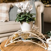 Подставка на подоконник на 1 цветок Сердце бело-золотая металл 140-981WG - фото 61150