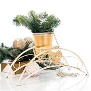 Подставка на подоконник на 1 цветок Сердце бело-золотая металл 140-981WG - фото 61152