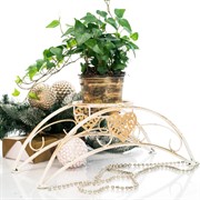 Подставка на подоконник на 1 цветок Сердце бело-золотая металл 140-981WG - фото 61153