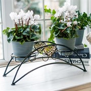 Подставка под 2 кашпо на подоконник чёрно-золотая металл 140-982BG - фото 61156