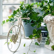 Подставка под цветы на подоконник Велосипед белый металл 950-040WG - фото 61173