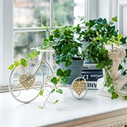 Подставка под цветы на подоконник Велосипед белый металл 950-040WG - фото 61174