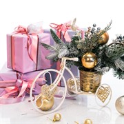 Подставка под цветы на подоконник Велосипед белый металл 950-040WG - фото 61176