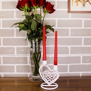 Подсвечник настольный Сердце на две свечи бело-золотой 607-022W - фото 61231