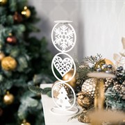 Подсвечник на одну свечу металлический белый 607-069W - фото 61431