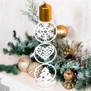 Подсвечник на одну свечу металлический белый 607-069W - фото 61432