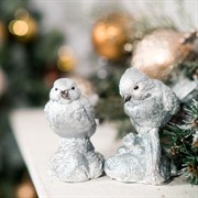 Фигура декоративная Воробей полистоун серебро высота 11см U08955-S - фото 61468