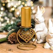 Подсвечник Сердце настольный на одну свечу золотой 607-065G - фото 61579