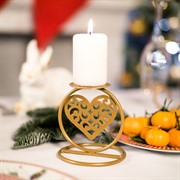 Подсвечник Сердце настольный на одну свечу золотой 607-065G - фото 61580