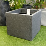 Кашпо Стони Блэк квадратное 40х40 44л черный камень - фото 61727