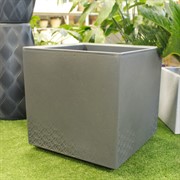 Кашпо Каро Эко ресайклед квадратное на колесиках 40х40 см 36л антрацит - фото 61747