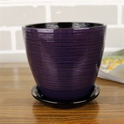 Горшок ГЛЯНЕЦ 1л бутон чёрно-фиолетовый 12см - фото 61873