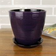 Горшок ГЛЯНЕЦ 2л бутон чёрно-фиолетовый 15см - фото 61876