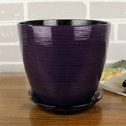 Горшок ГЛЯНЕЦ 3,8л бутон чёрно-фиолетовый 18см - фото 61879