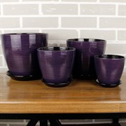 Горшок ГЛЯНЕЦ 3,8л бутон чёрно-фиолетовый 18см - фото 61880