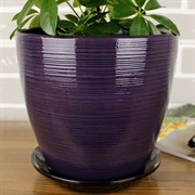 Горшок ГЛЯНЕЦ 5,4л бутон чёрно-фиолетовый 21см - фото 61882