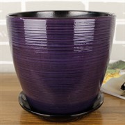 Горшок ГЛЯНЕЦ 5,4л бутон чёрно-фиолетовый 21см - фото 61883